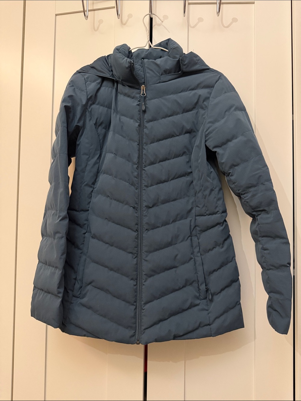 32 Degrees Women's Quilted Hooded Puffer Coat in Slate Blue